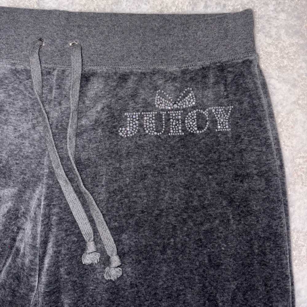 Juicy Couture Charcoal Gray Velour Trousers • Size Large - Picture 2 of 11